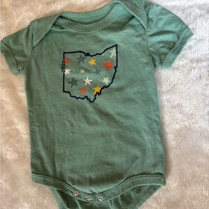 Green Baby Onesie with Ohio Star Print